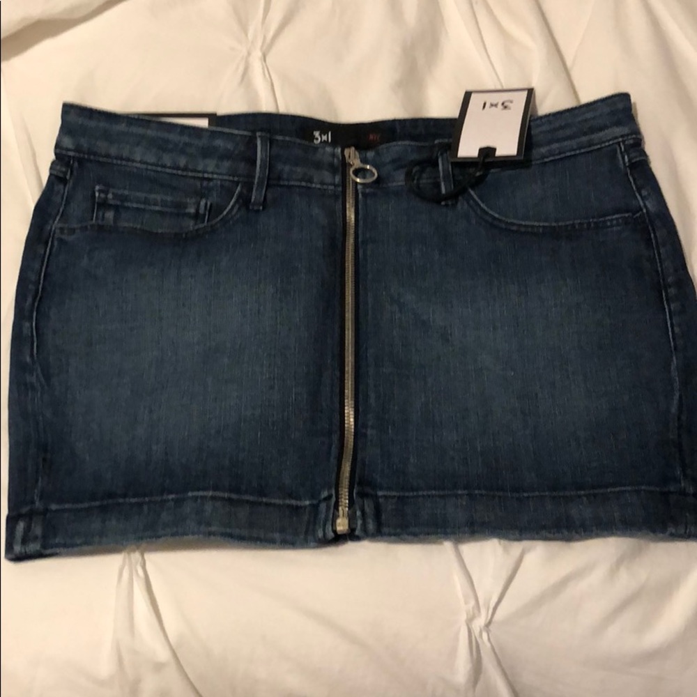 Denim micro mini skirt with zipper